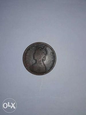 Victoria queen  half anna coin