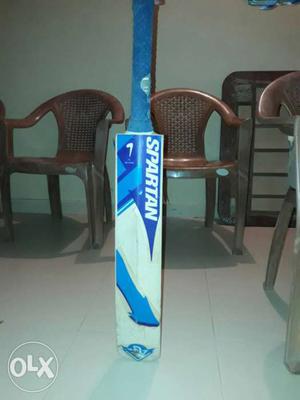 White And Blue Spartan Cricket Bat