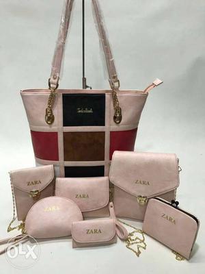 Women's White, Black, And Red ZARA Bag Collection