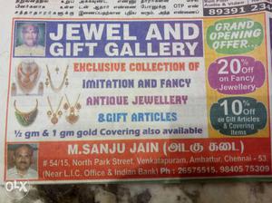 Jewel And Gift Gallery New Shop Opening Offer.