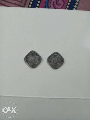 Old Indian 5 Paise coin.. year:  and 