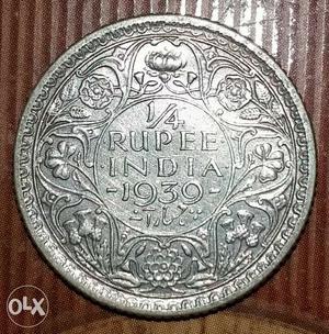 Round  India Rupee Silver Coin