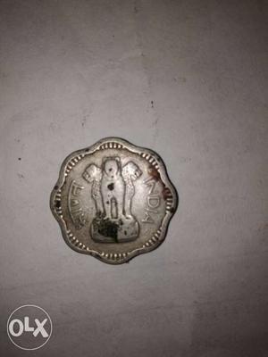 Scallop Silver-colored India Coin