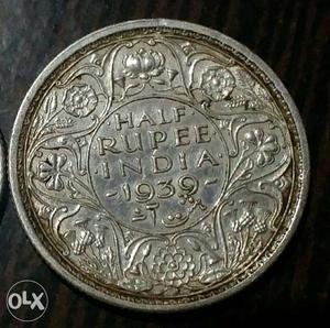 Silver Half Rupee India  Coin