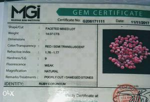ct mozambique Ruby 100+ pieces. CERTIFIED.