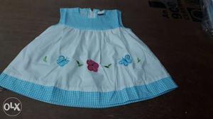 Baby's White And Blue Mini Dress