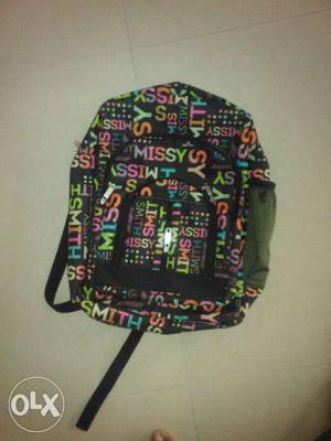 Black And Pink Missy Print Backpack