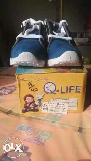 Blue And White Sneakers On Box