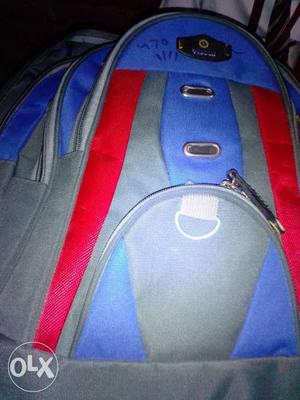 Blue, Red, And Gray Backpack