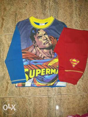 Blue Superman Sweatshirt With Red Pants