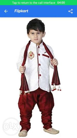 Boy's White And Brown Traditional Dress
