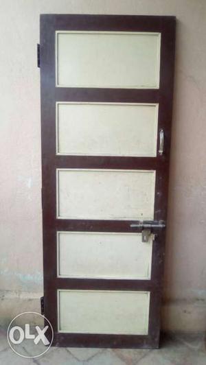 Brown And White 5-panel Wooden Door