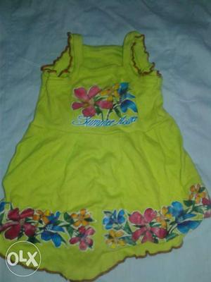 Girl's Green, Pink, And Blue Floral Sleeveless Mini Dress