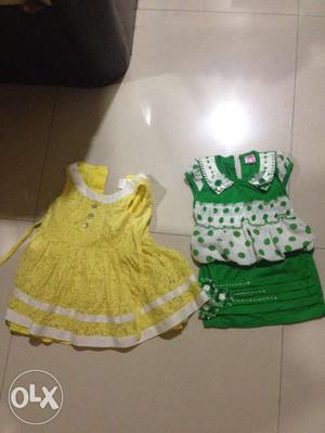 Girls frocks 1-1.5 years old Green one like new