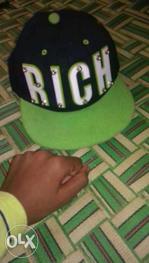 Green And Black Rich Snapback Cap