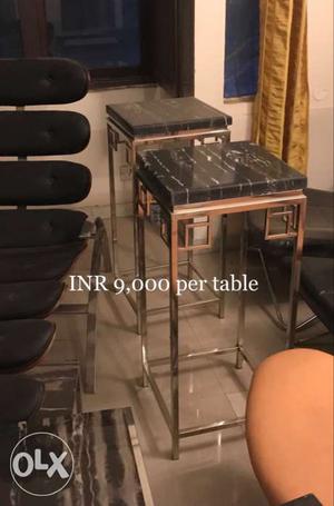 Imported steel table with marble top