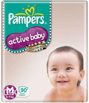 Pampers Active Baby Diapers Taped Medium Size (90 Pieces)