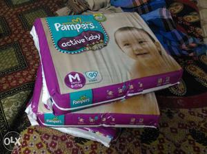 Pampers active baby diapers taped medium size (90
