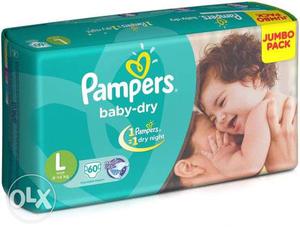 Pampers baby diaper L-60 pieces new sealed pack