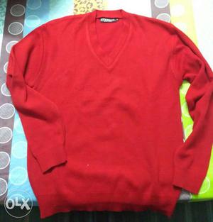 Red Long Sleeve V-neck Sweater 38 size
