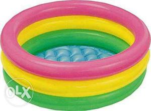 Round Yellow, Pink, And Green Inflatable Pool