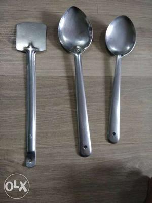 Three Stainless Steel Spoons