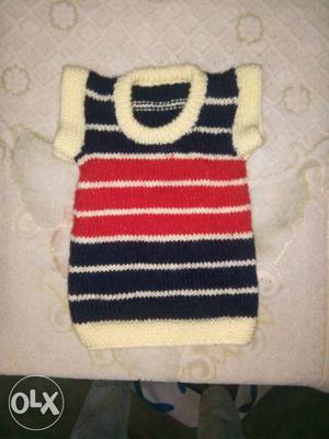 Toddler's Black And Red Stripe Knitted Shirt