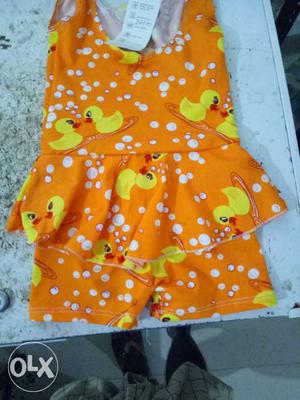 Toddler's Orange And Yellow Floral Dress