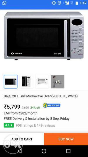 White Bajaj Microwave Oven with Grill - 11Months Old