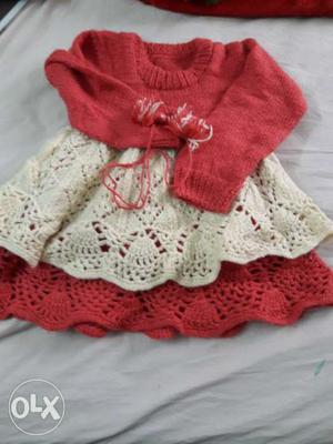 Woollen frock handmade for age 3yrs above Made of