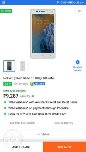 Nokia 3 silver White Brand new phone and sealed