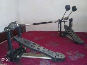 Black-and-gray Double Drum Pedals