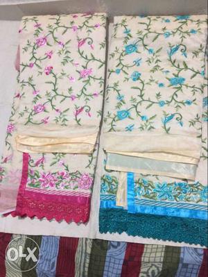 Fancy suit chanderi embroired pure silk by