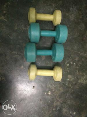 Green And Yellow Dumbbells and tummy trimmer