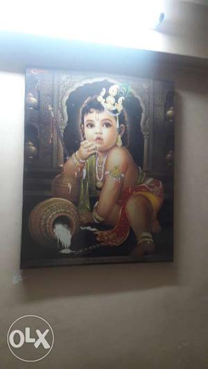 Laminated Lord Krishna Photo 40 "h × 32" w