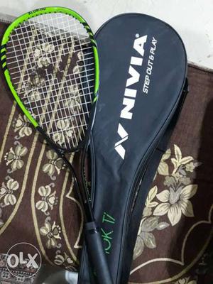 New Black And Green Nivia Squash Racket With Bag