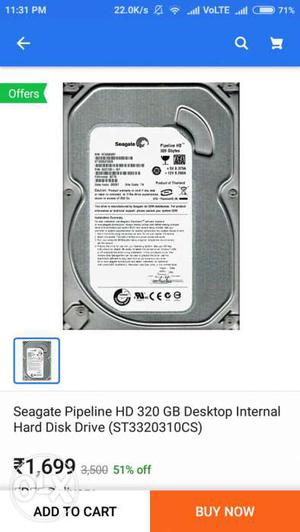 New seagate 320gb hard disc..flipkart te v