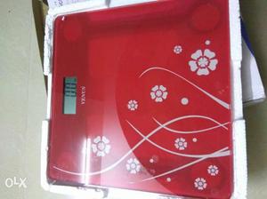 Red And White Floral Digital Bathroom Scale