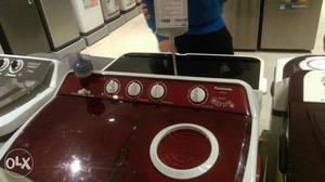 Red Panasonic Twin Tub Washing Machine