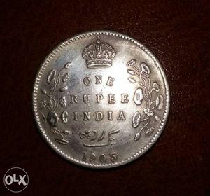  Round Silver 1 Rupee India Coin