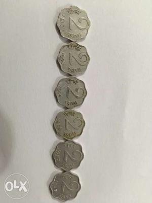 Set of 2 paise and 10 paise indian old coins.