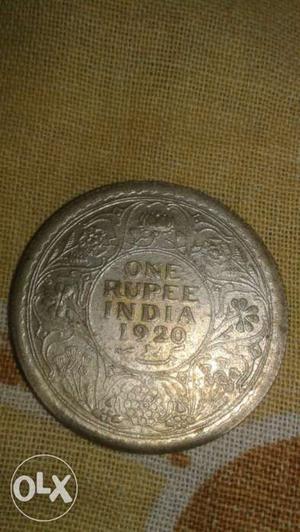  Silver 1 India Rupee Coin