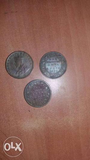 Three Round Copper Coins