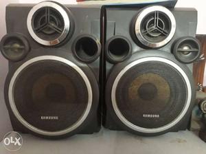 Two Black Samsung Speakers