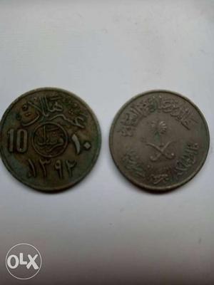 Two Round Silver India Rupee Coins