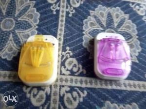 Two Yellow And Purple Universal Clip Chargers