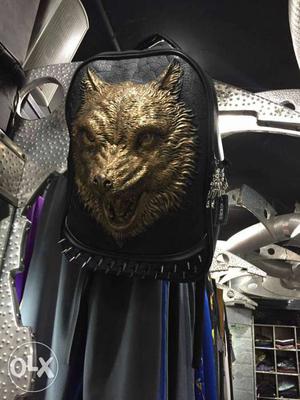 3D wolf Bag imported black and gold