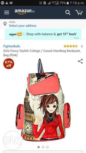 Girl's Fancy Stylish Collage Backpack
