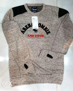 Gray And Black Abercrombie And Fitch Long Sleeve Top