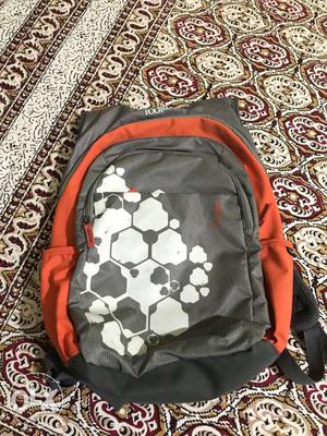 Gray, White And Red Backpack
